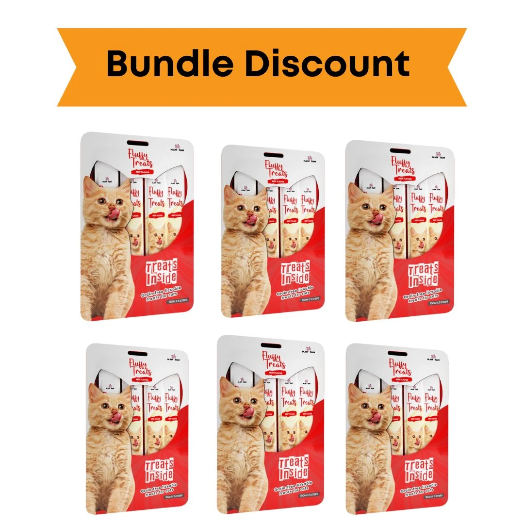 Bundle: Fluffy Creamy Lickable Treats For Cat – Beef x 06